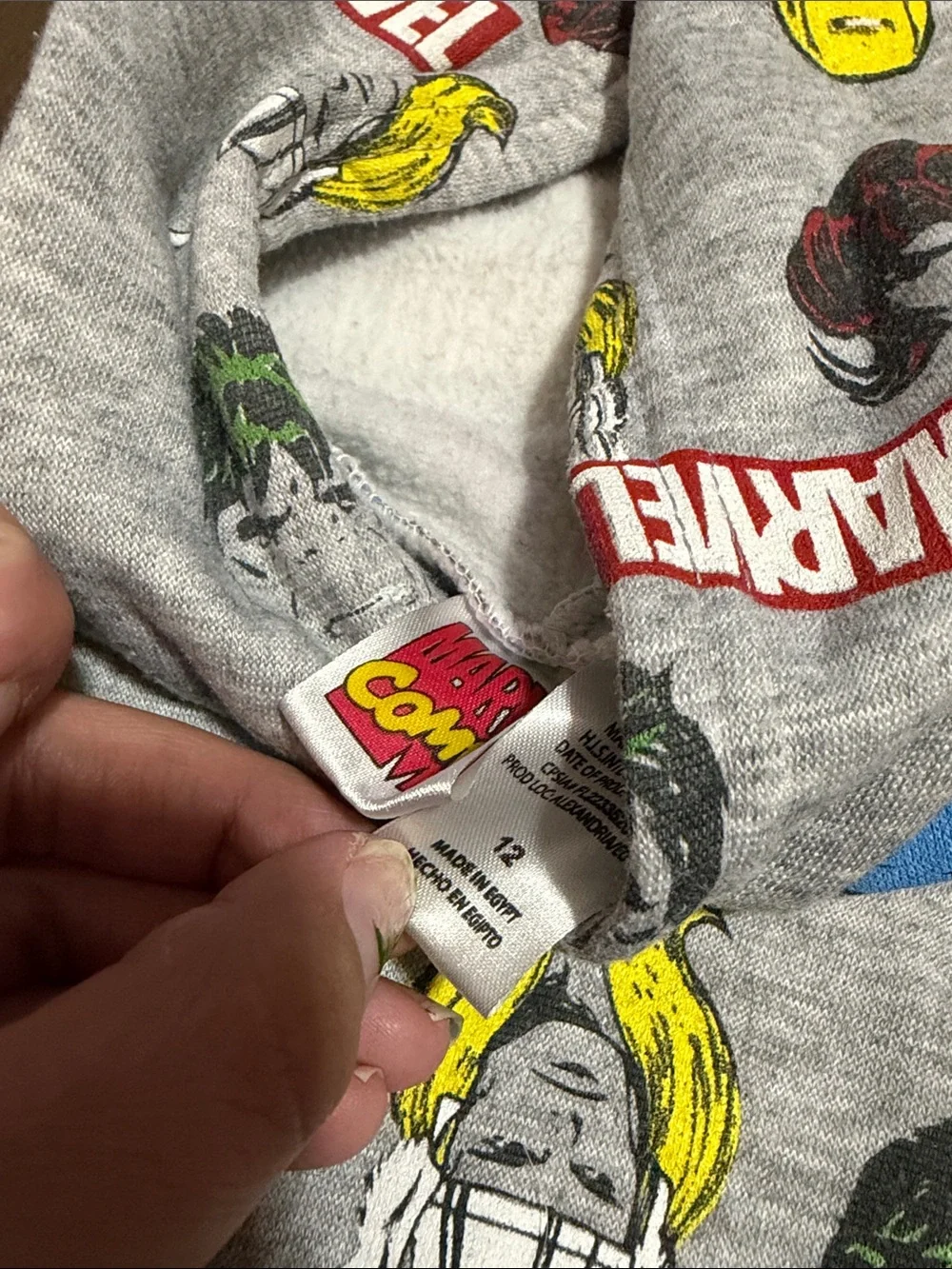 Marvel Grey Hoodie with Yellow, Blue, Red and Green Character Faces - Picture 2 of 5
